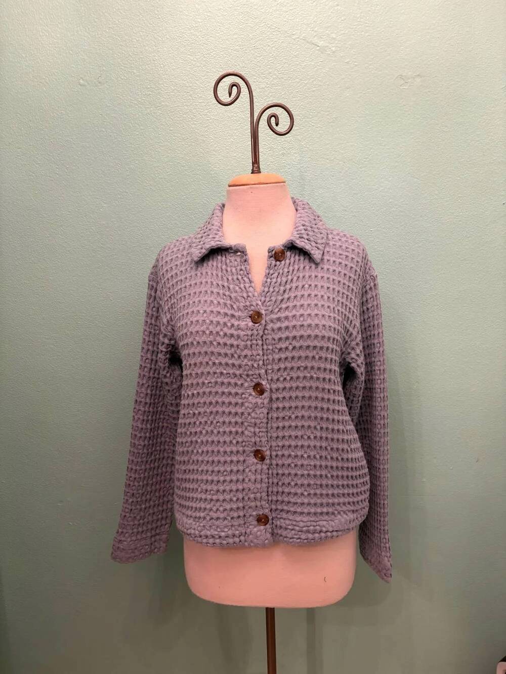 NEW MODODOC women's waffle knit swing crop jacket in frost